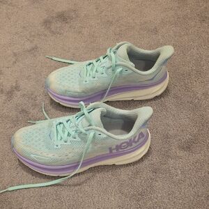 Hoka Clifton 9 Women's Mint Green with Lavender Accent Running Shoes
